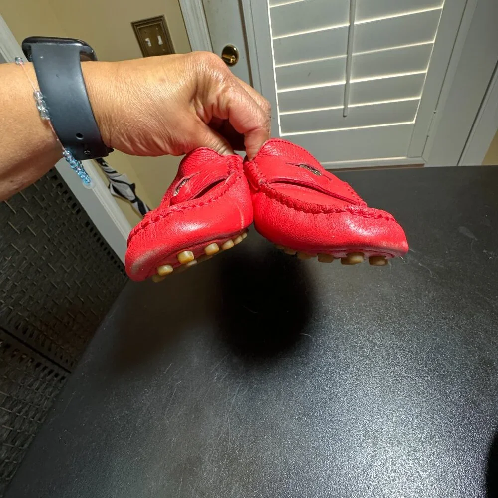 Coach size 7.5 red driving slip on loafers